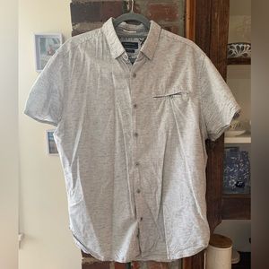 Denim & Flower Men’s Button Down Dress Shirt Sz XL Light Grey Short Sleeve